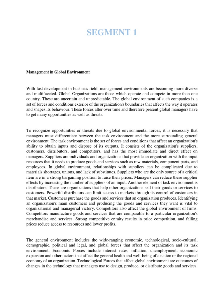 Forces and Factors in the Global Management Environment: An Analysis of ...