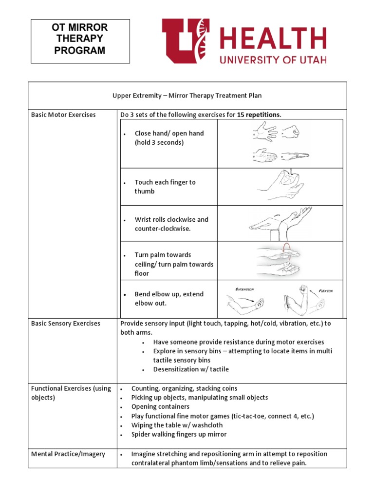 Ot Mirror Therapy Program PDF Hand Elbow