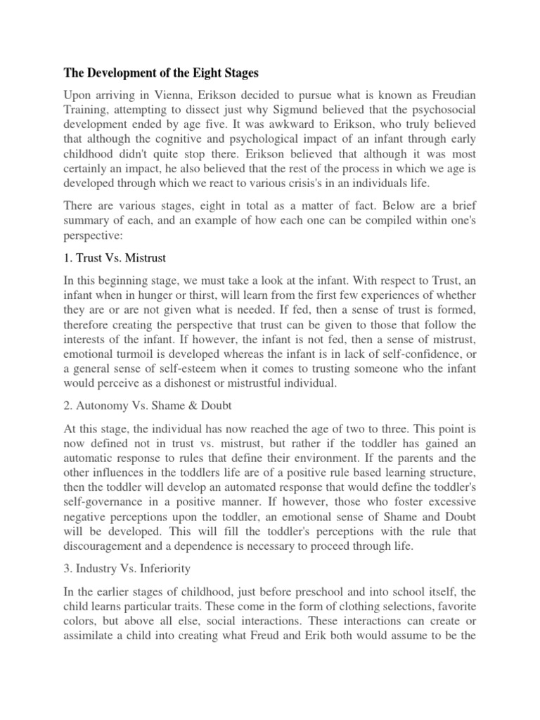 The Development of The Eight Stages | PDF | Behavioural Sciences