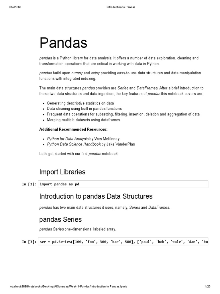 Introduction To Pandas | PDF