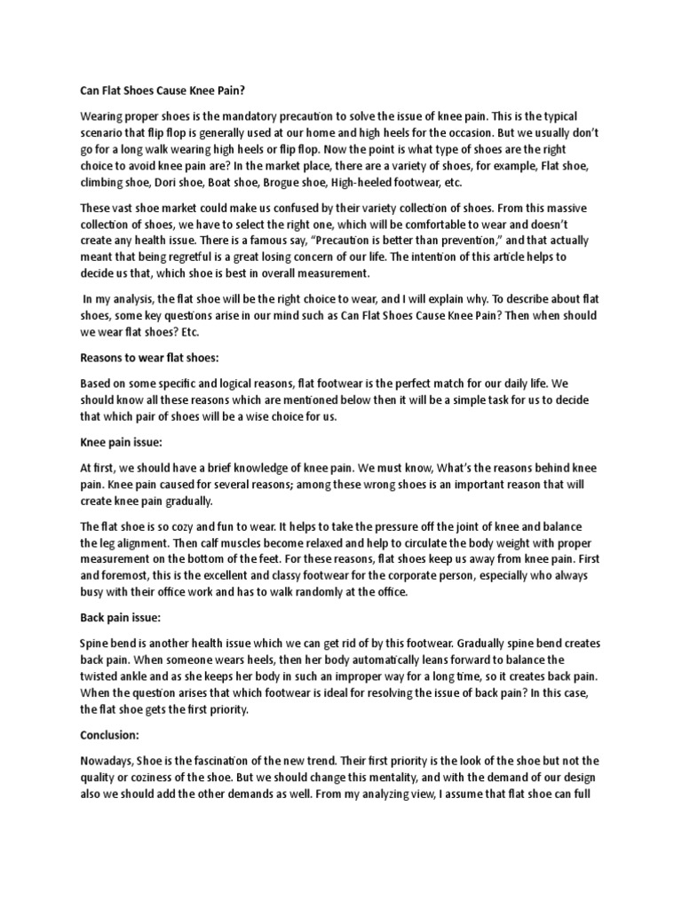 Can Flat Shoes Cause Knee Pain PDF Shoe Pain