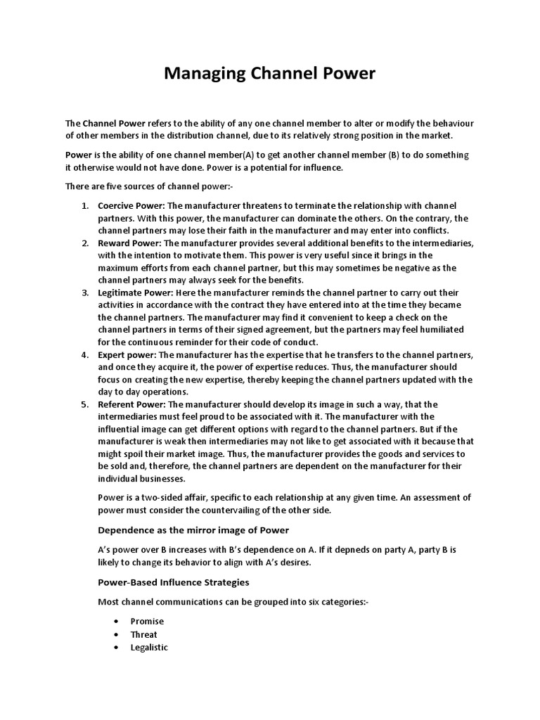 Managing Channel Power Summary - Group 4 | PDF | Social Psychology ...