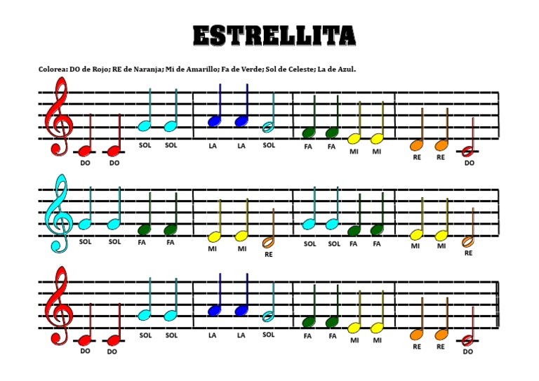 Partitura de Colores: Estrellita | PDF | Hojas de estilo en cascada ...