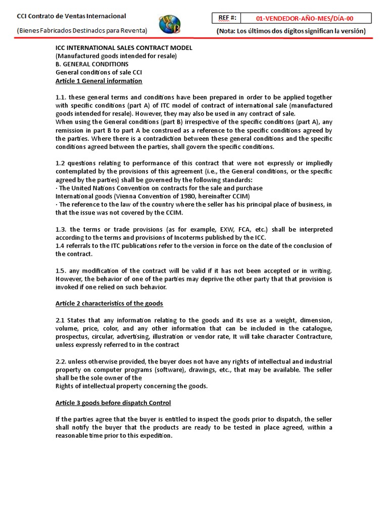 ICC Model International Sales Contract | PDF | Prices | Breach Of Contract