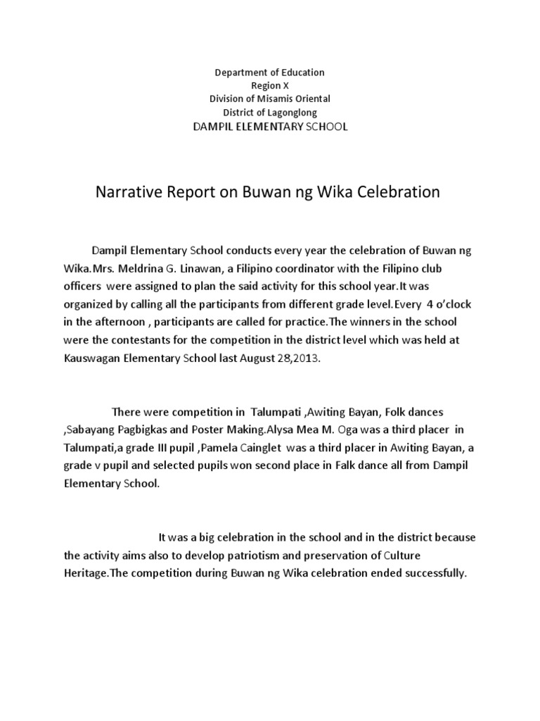 Narrative On Buwan NG Wika | PDF | Languages Of Southeast Asia