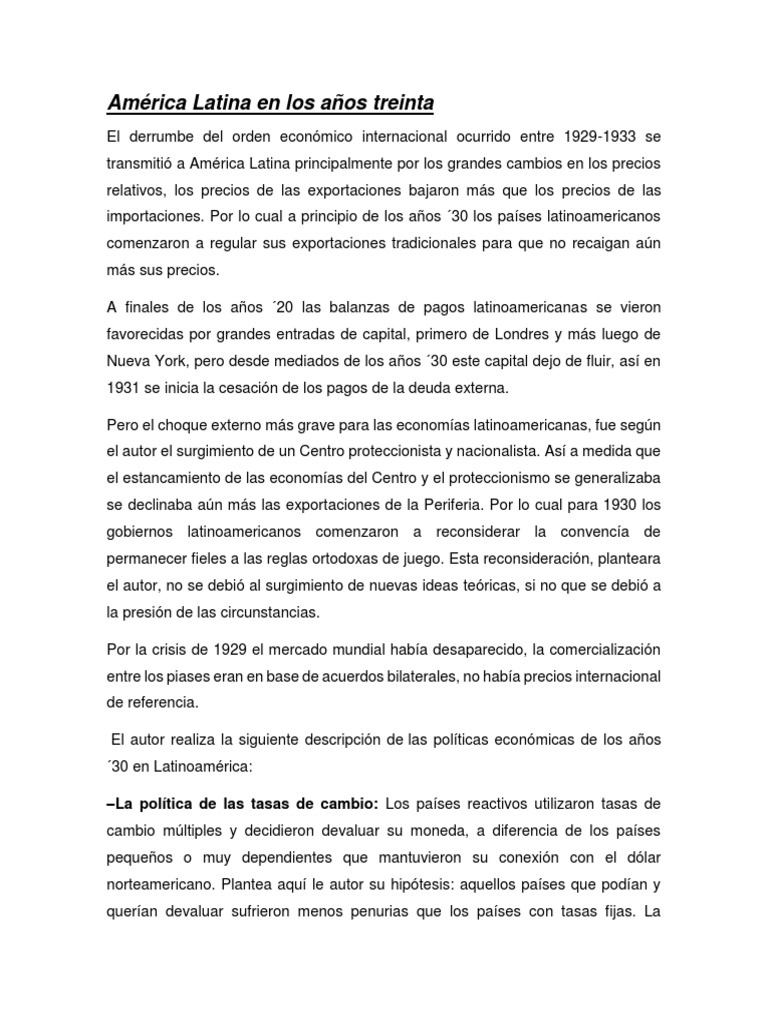 Crisis económica en América Latina en los 30 | PDF | Macroeconómica ...