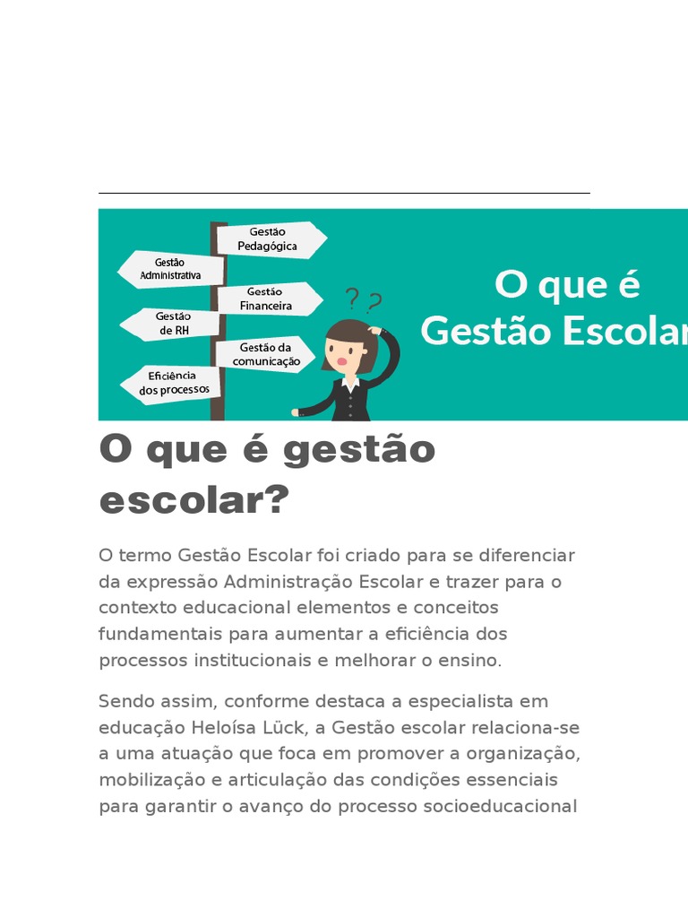 O Que É Gestão Escolar | PDF | Pedagogia | Gestão de recursos humanos