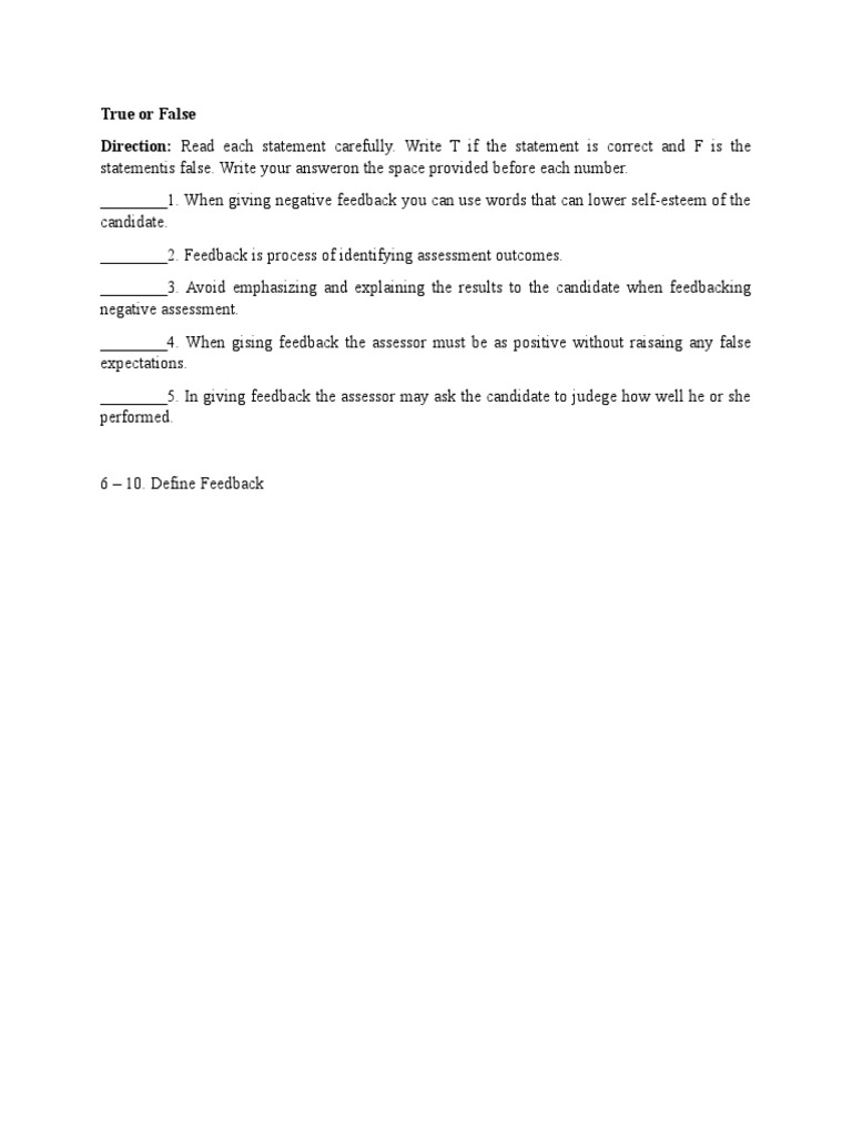 Constructive Feedback Assessment Guide | PDF