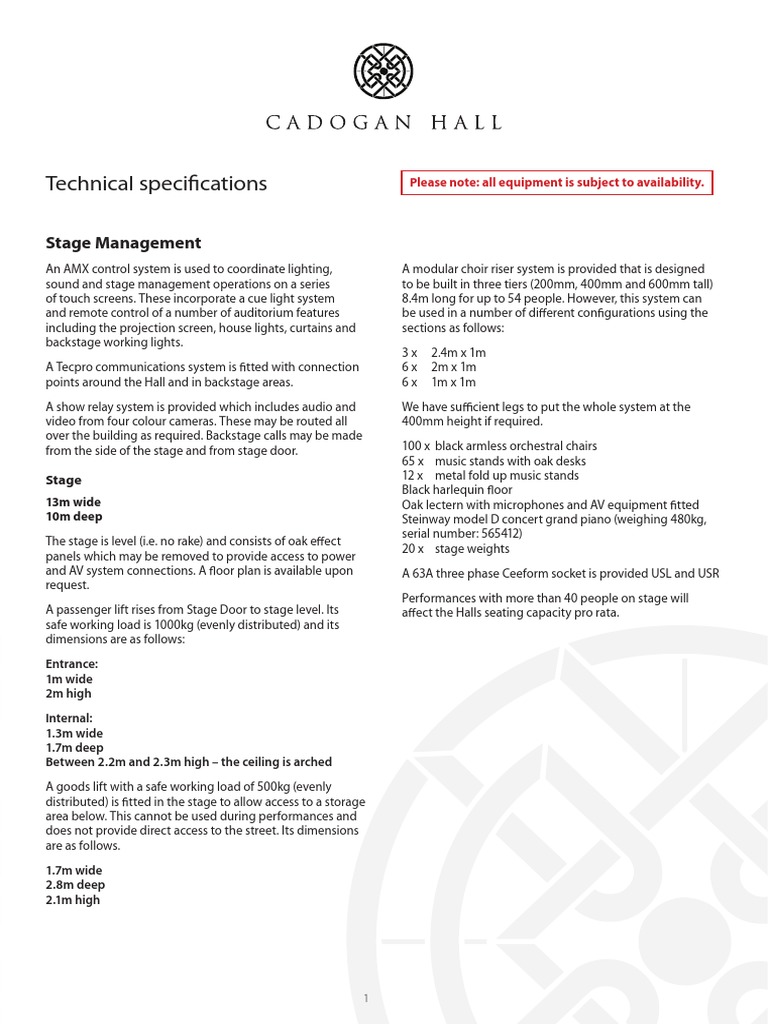 Stage and Sound System Specifications | PDF | Microphone | Loudspeaker
