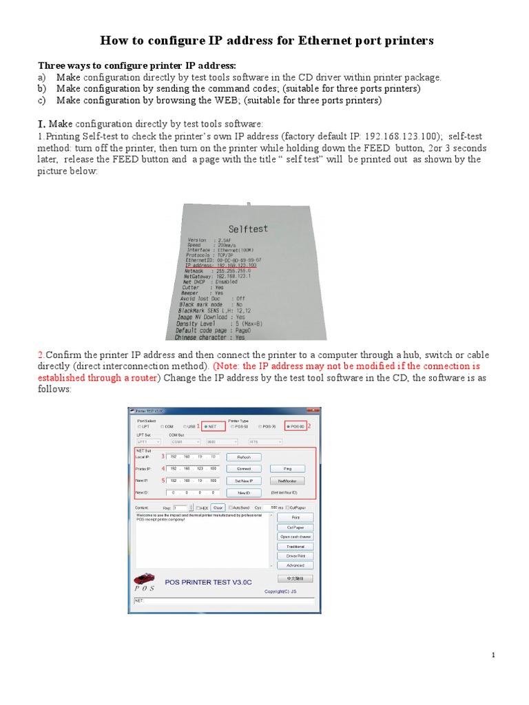 How To Configure IP Address For Ethernet Port Printers | PDF | Ip ...