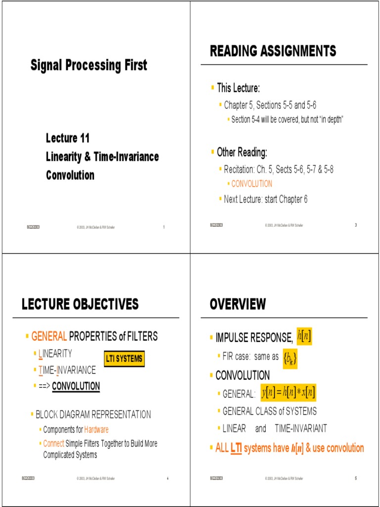 Signal Processing First Reading Assignments This Lecture PDF