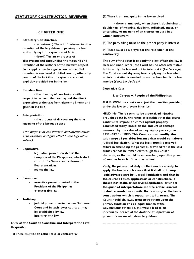 Statutory Construction Reviewer: Verba Legis) | PDF | Bill (Law ...