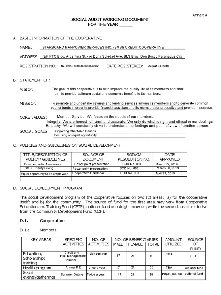 Social Audit Working Docs Report 2019 | PDF | Internal Audit | Audit