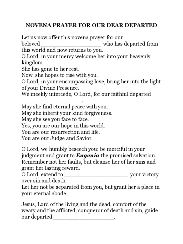 Novena Prayer for Our Dear Departed Last Judgment Grief