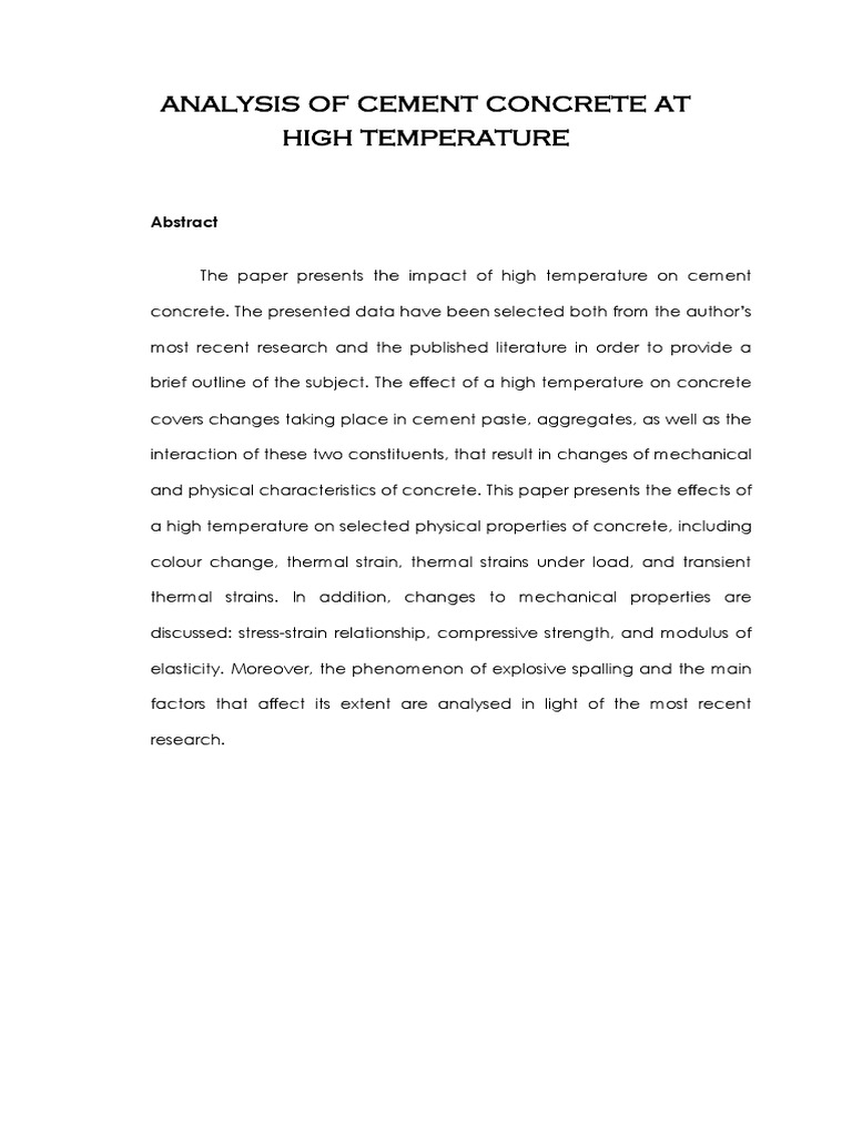 High Temperature Effects on Cement Concrete | PDF | Strength Of ...