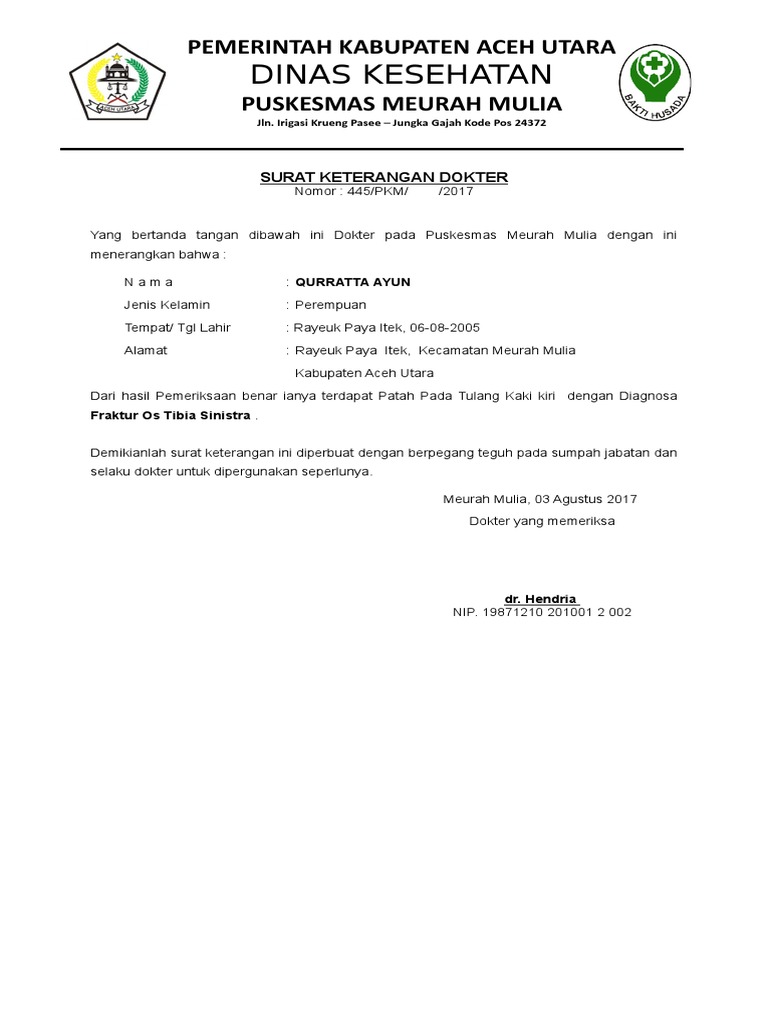Surat Keterangan SehatDr. Niki