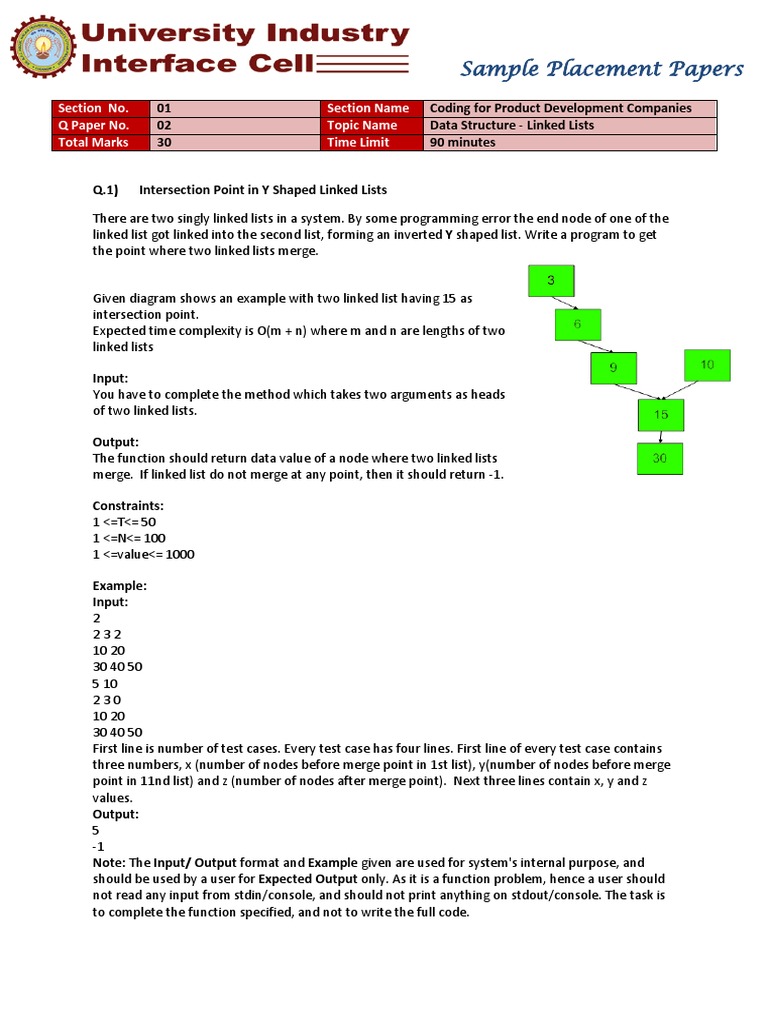 Sample Placement Papers: Section No. Section Name Q Paper No. Topic ...