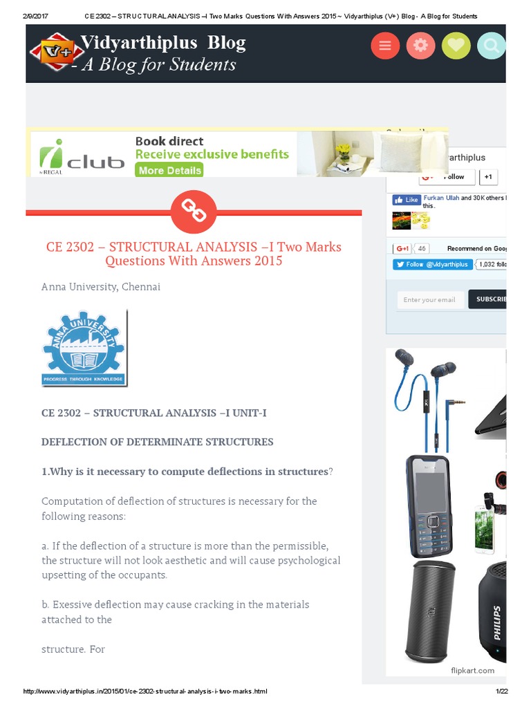 Structural Analysis - I Unit-I | PDF | Truss | Bending
