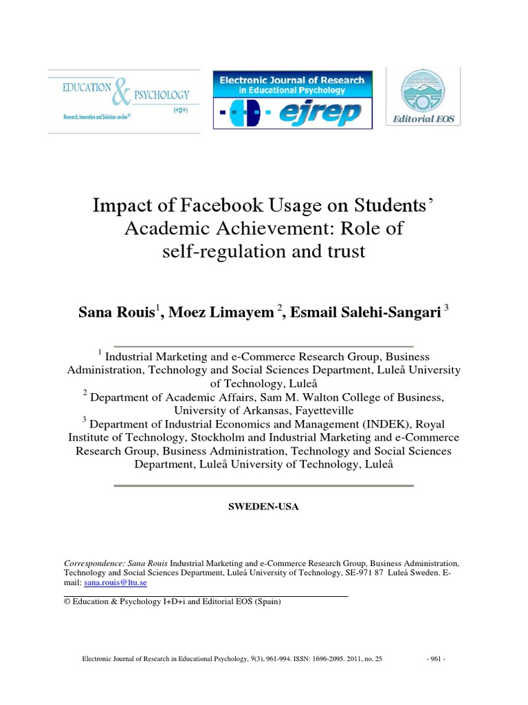 Impact of Facebook Usage On Students' Academic Achievement: Role of ...