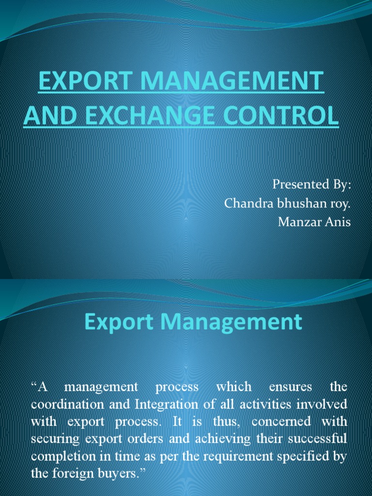 Export Management and Exchange Control | PDF | Exchange Rate | Foreign ...