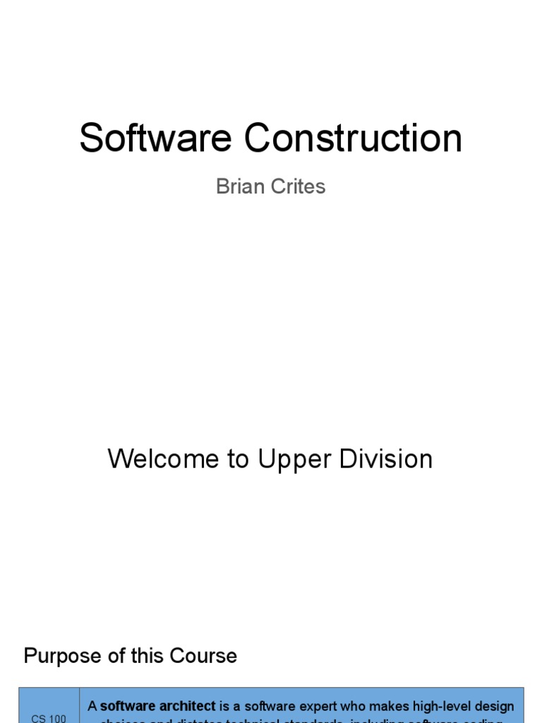 Software Construction Course Overview | PDF | Lecture | Software Design ...