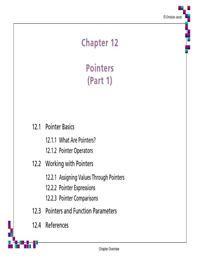 Pointers (Part 1) : 12.1 Pointer Basics | PDF | Pointer (Computer ...