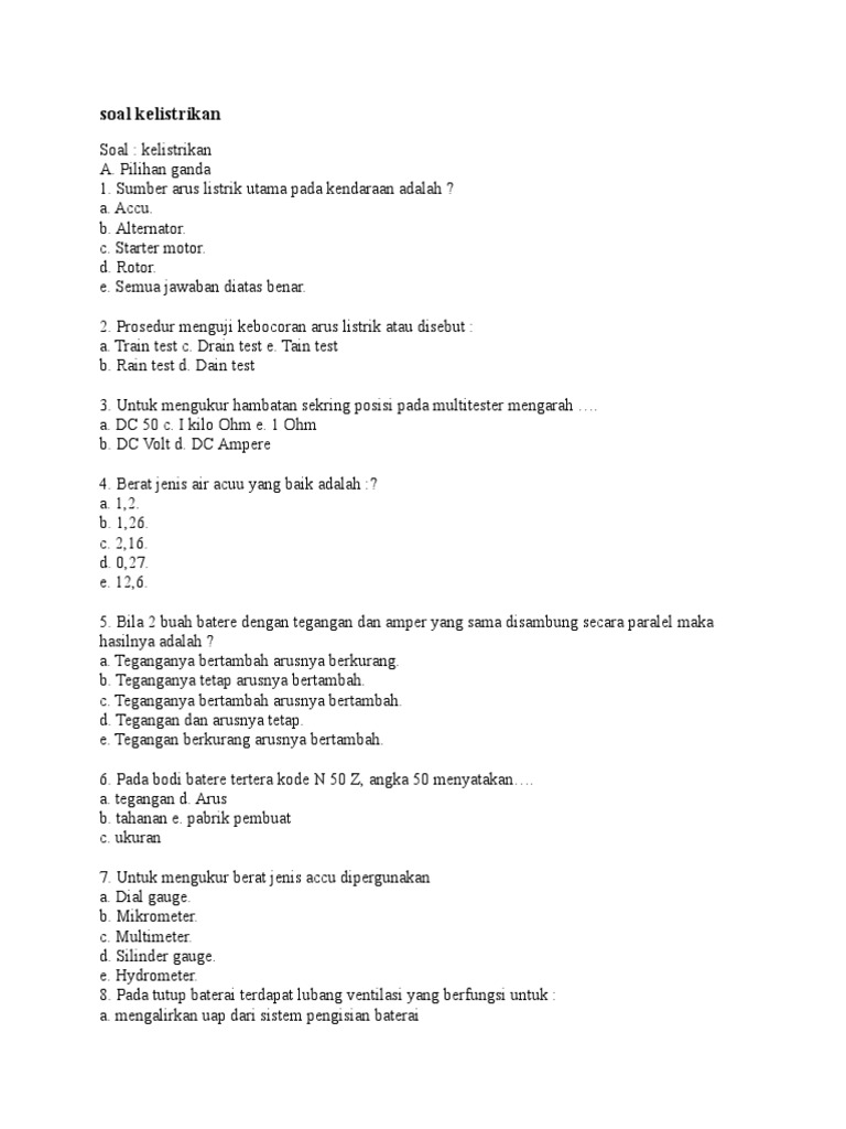 Soal Kelistrikan Doc