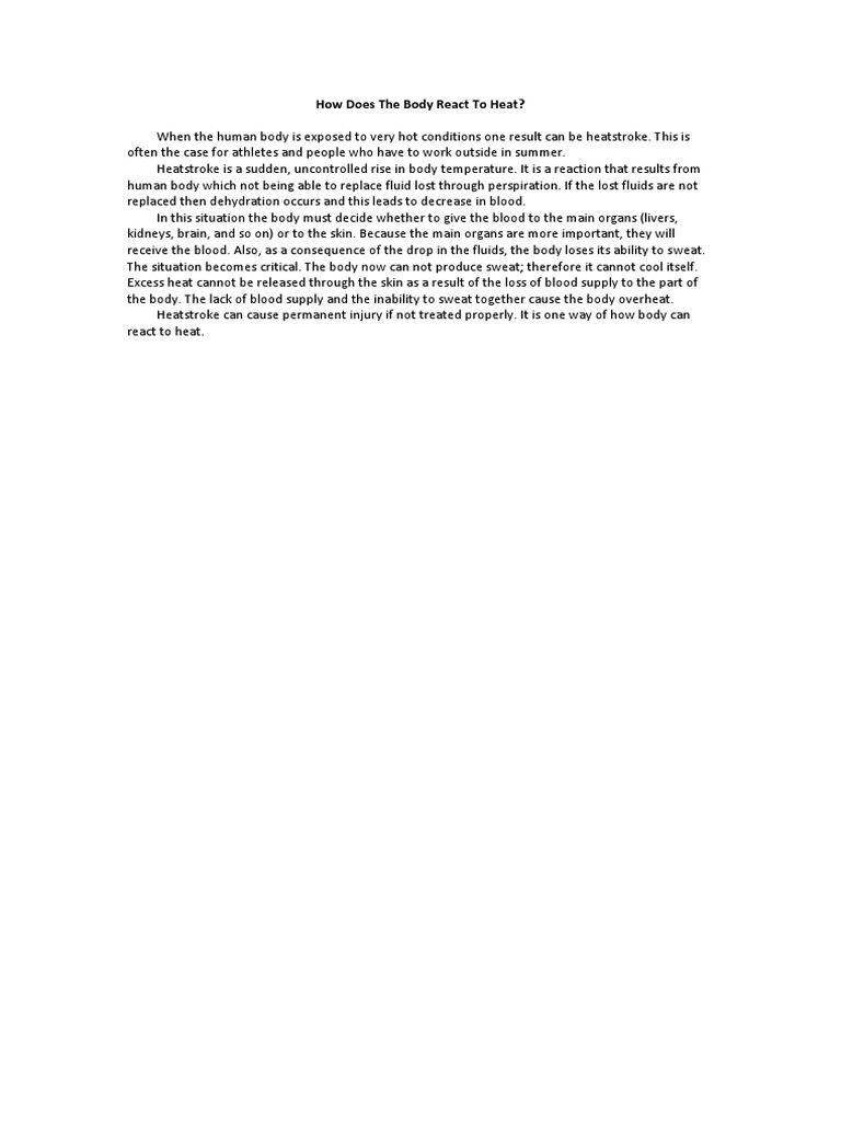 How Does The Body React To Heat | PDF
