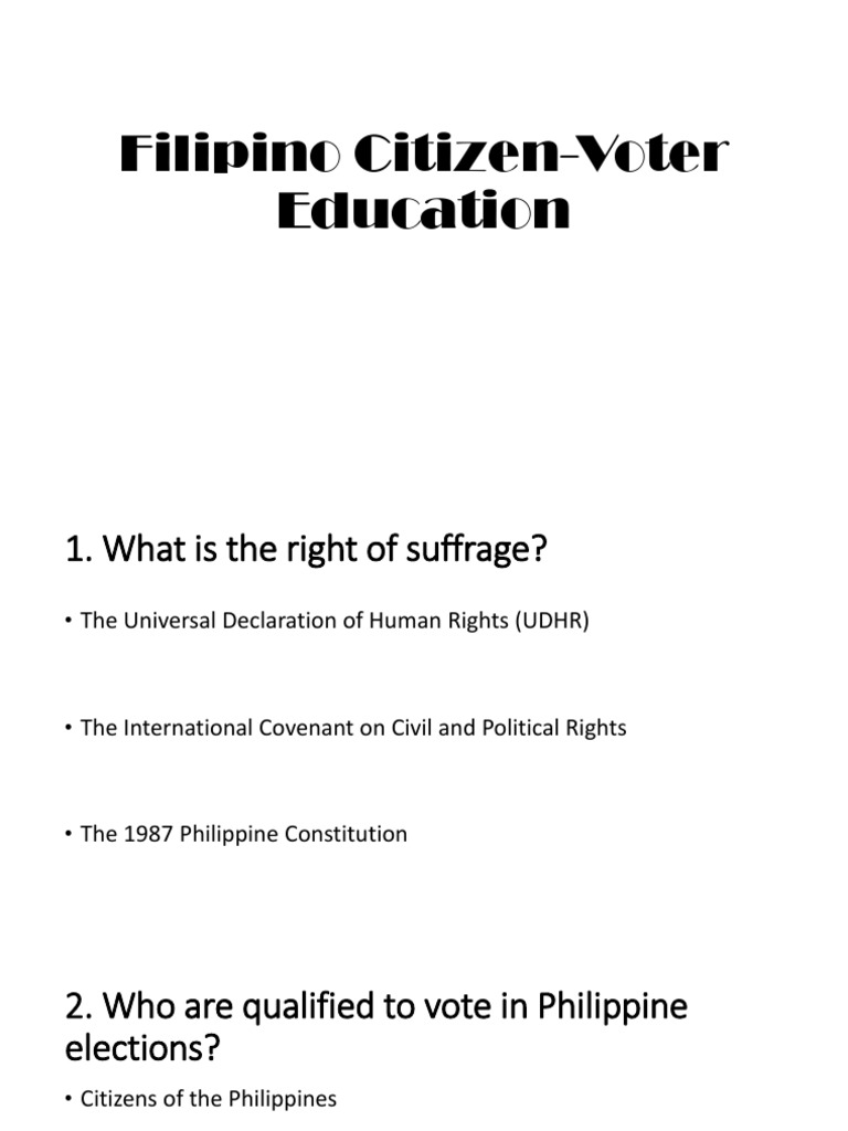 Filipino Voter Eligibility and Rights | PDF