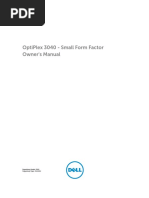 Optiplex 3040 - Small Form Factor Owner'S Manual: Regulatory Model: D11S Regulatory Type: D11S001