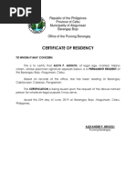 Certificate of Residency