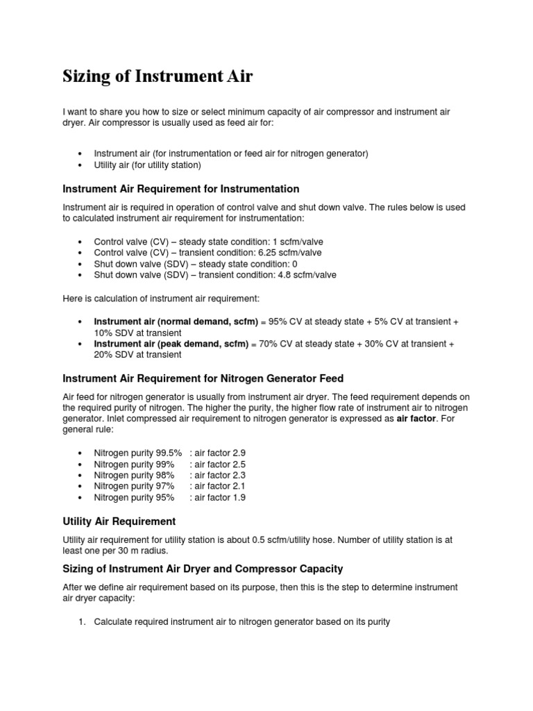 Instrument Air Sizing PDF Steady State Valve