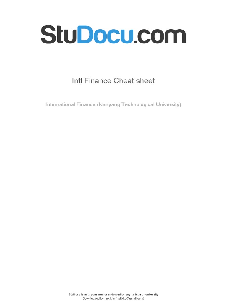 International Finance Cheat Sheet | PDF | Option (Finance) | Hedge ...