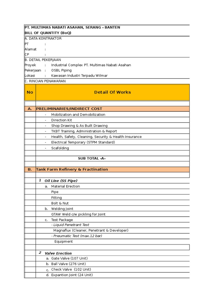 Industrial Piping BoQ | PDF | Valve | Pipe (Fluid Conveyance)