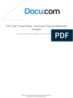 Fsa Test1 Cheat Sheet Summary Financial Statement Analysis