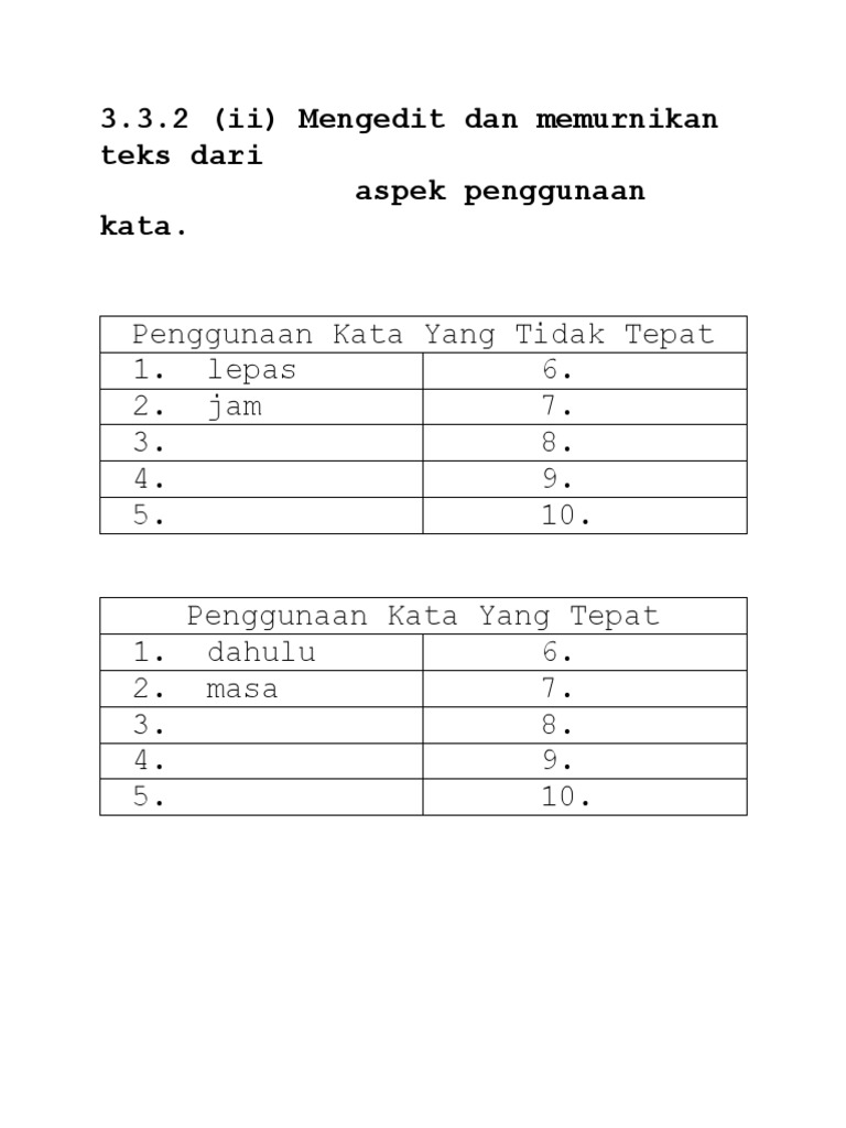 Latihan Penggunaan Kata Yang Tidak Tepat Pdf