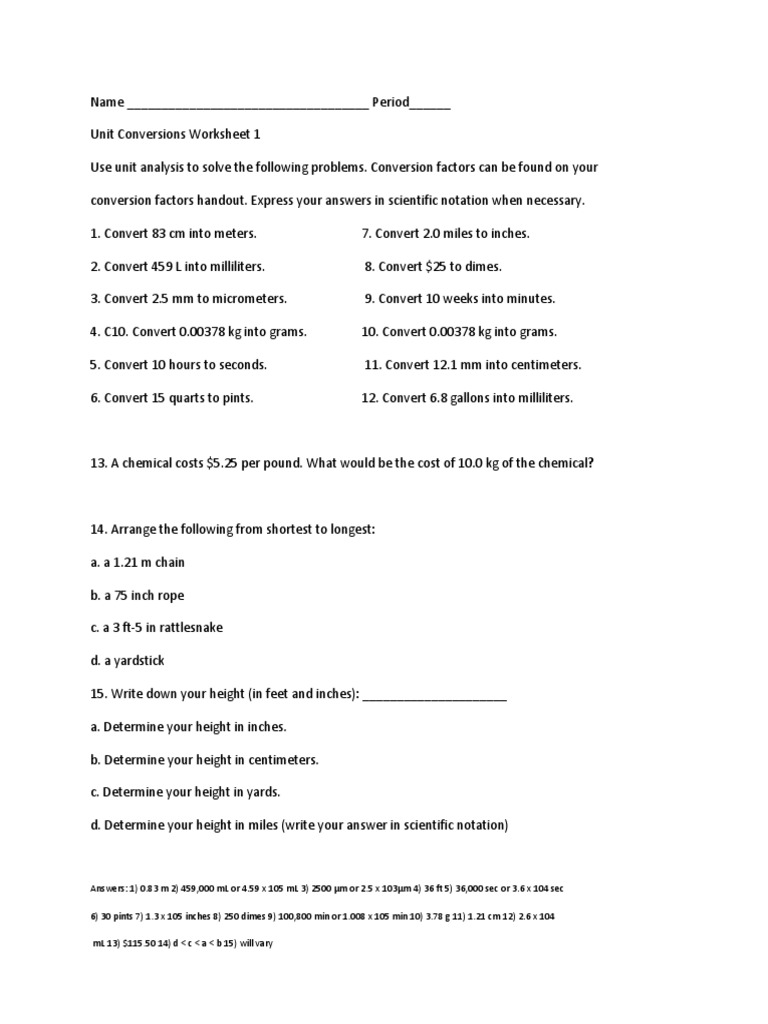 More unit conversion practice pdf