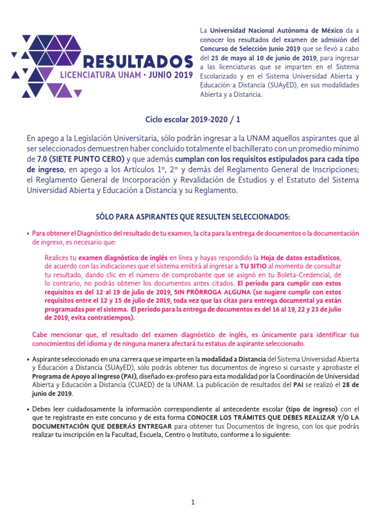 Resultados Unam PDF Universidad Educación a distancia