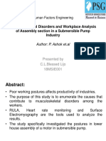 Musculoskeletal Disorders and Workplace Analysis of Assembly Section in A Submersible Pump Industry