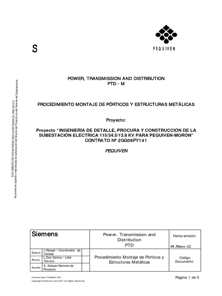 Procedimiento Montaje de Porticos y Estructuras PDF PDF Soldadura