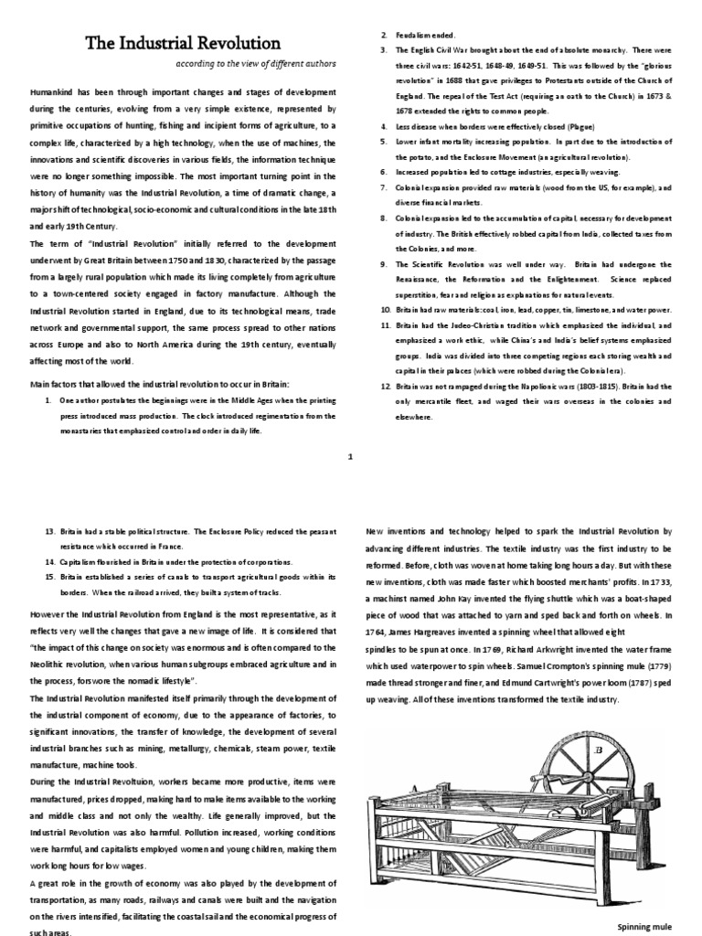 The Industrial Revolution: According To The View of Different Authors ...