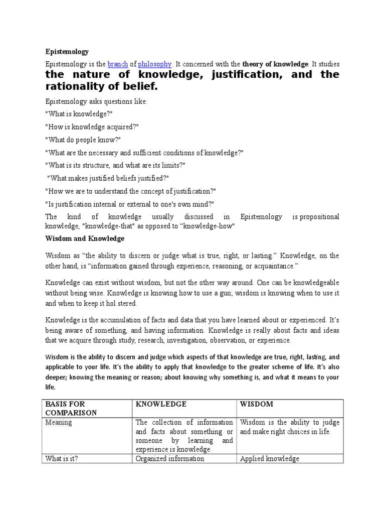 Justification and Nature of Knowledge | PDF