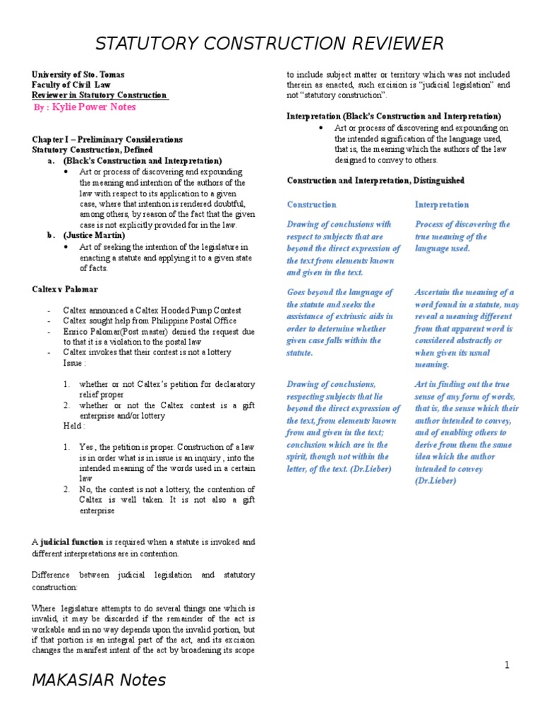 Statcon Power Notes PDF Precedent Statutory Interpretation