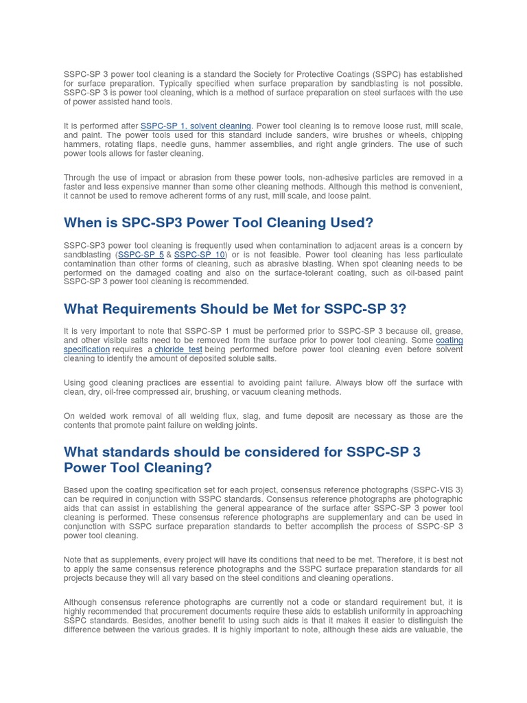 When Is SPCSP3 Power Tool Cleaning Used? PDF Welding Construction