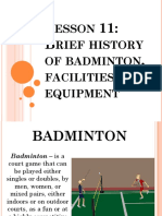 Brief History of Badminton Facilities and Equipment