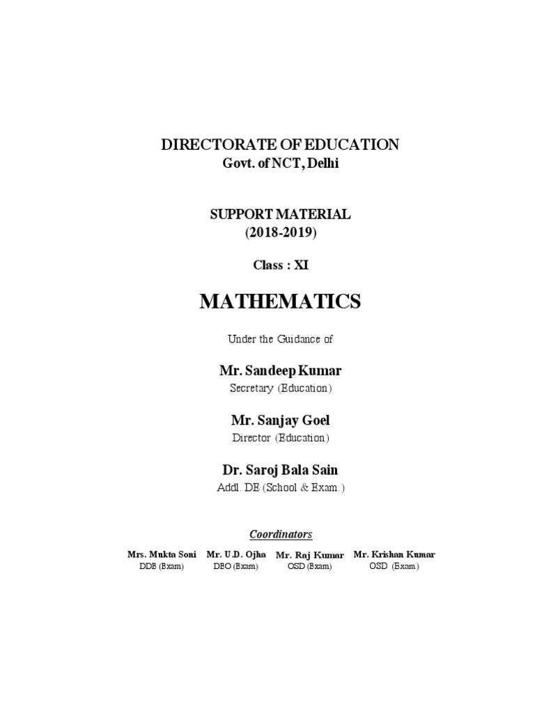 Class XI Mathematics Support Material | PDF | Set (Mathematics) | Line ...