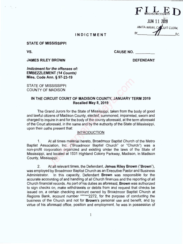 Brown, James Riley. INDICTMENT ONLY Watermarked | PDF