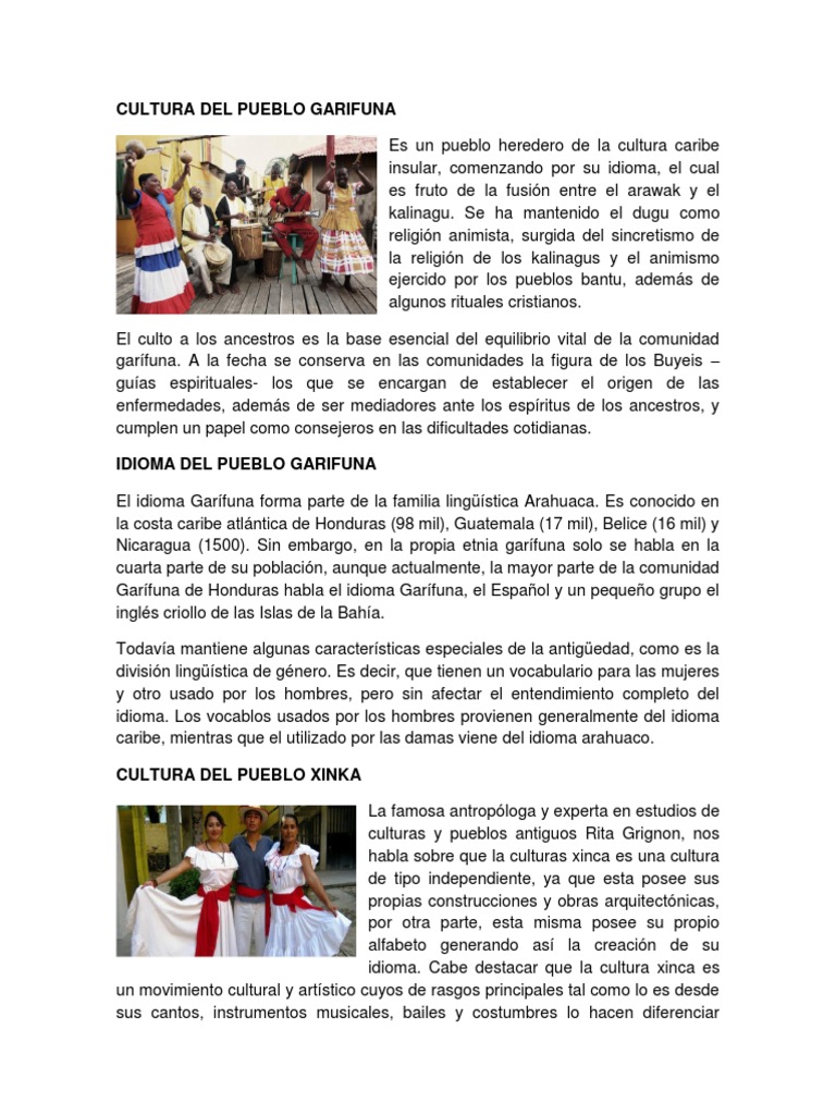 Culturas y lenguas de diversos pueblos de América: Garifuna, Xinca ...