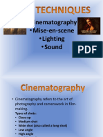 Cinematography - Mise-En-Scene - Lighting - Sound