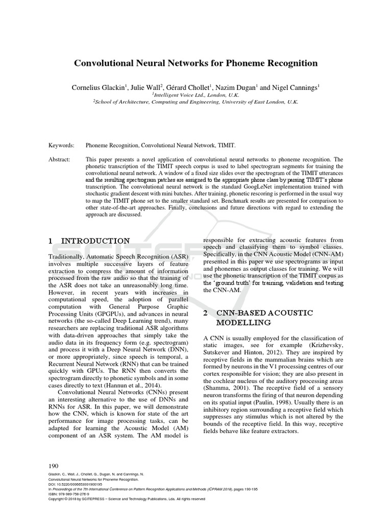 CNN For Phoneme Recognition | PDF | Deep Learning | Speech Recognition